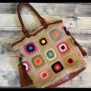 Patricia Nash Bevera Crocheted Quilt Tote
